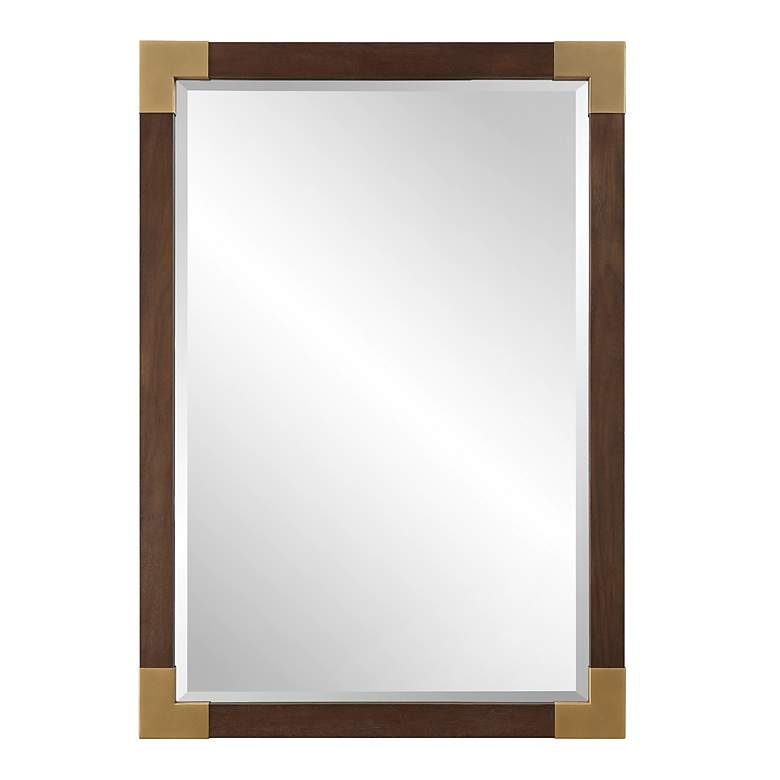 Image 2 Rhea Aged Walnut and Gold 27 1/2" x 39 1/2" Wall Mirror