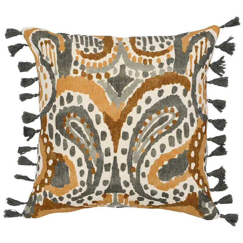 Image 1 Rhea Graphite and Ochre 18 inch Square Decorative Pillow