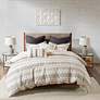 Rhea Ivory and Charcoal Full/Queen 3-Piece Comforter Set