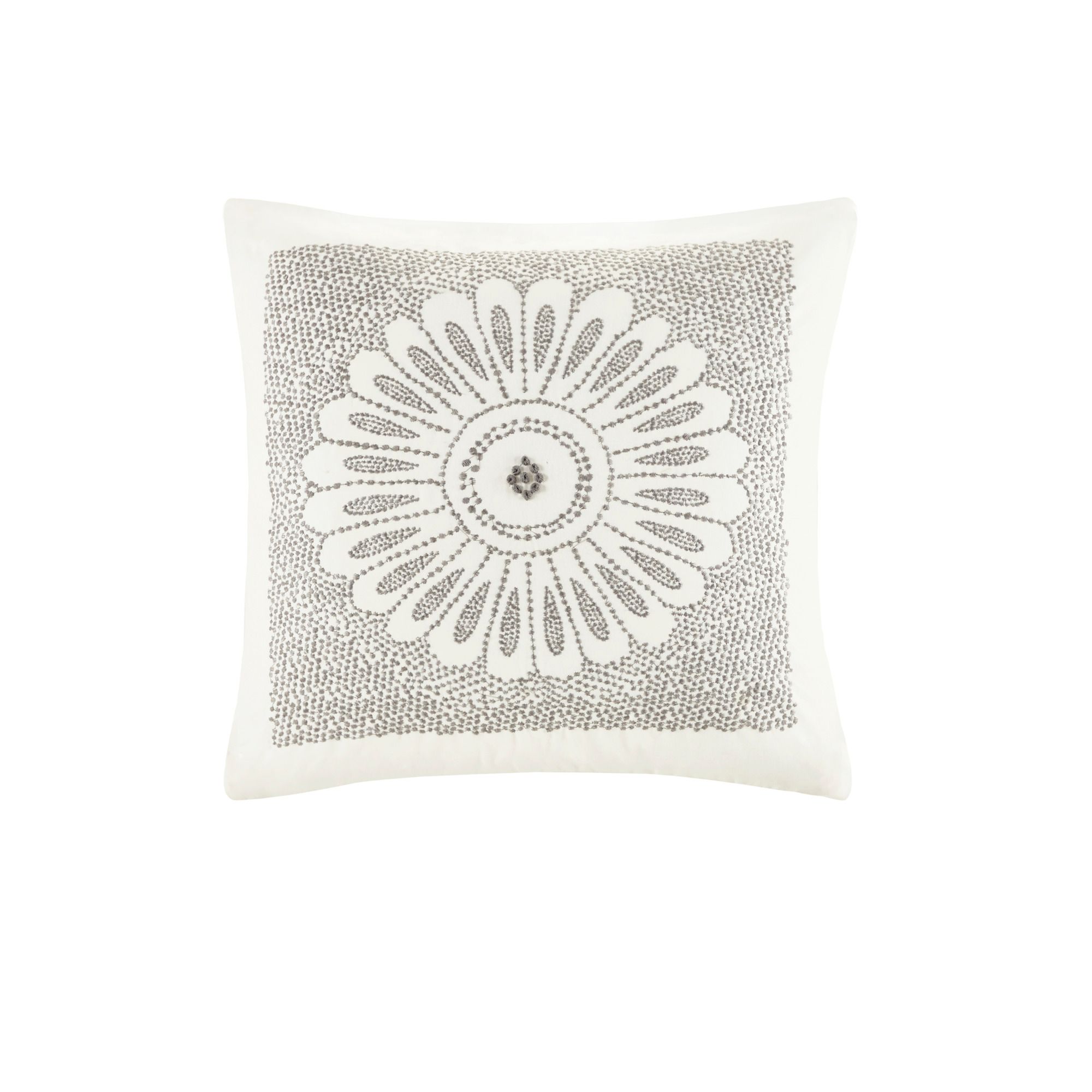 Rhea Ivory and Charcoal Full/Queen 3-Piece Comforter Set