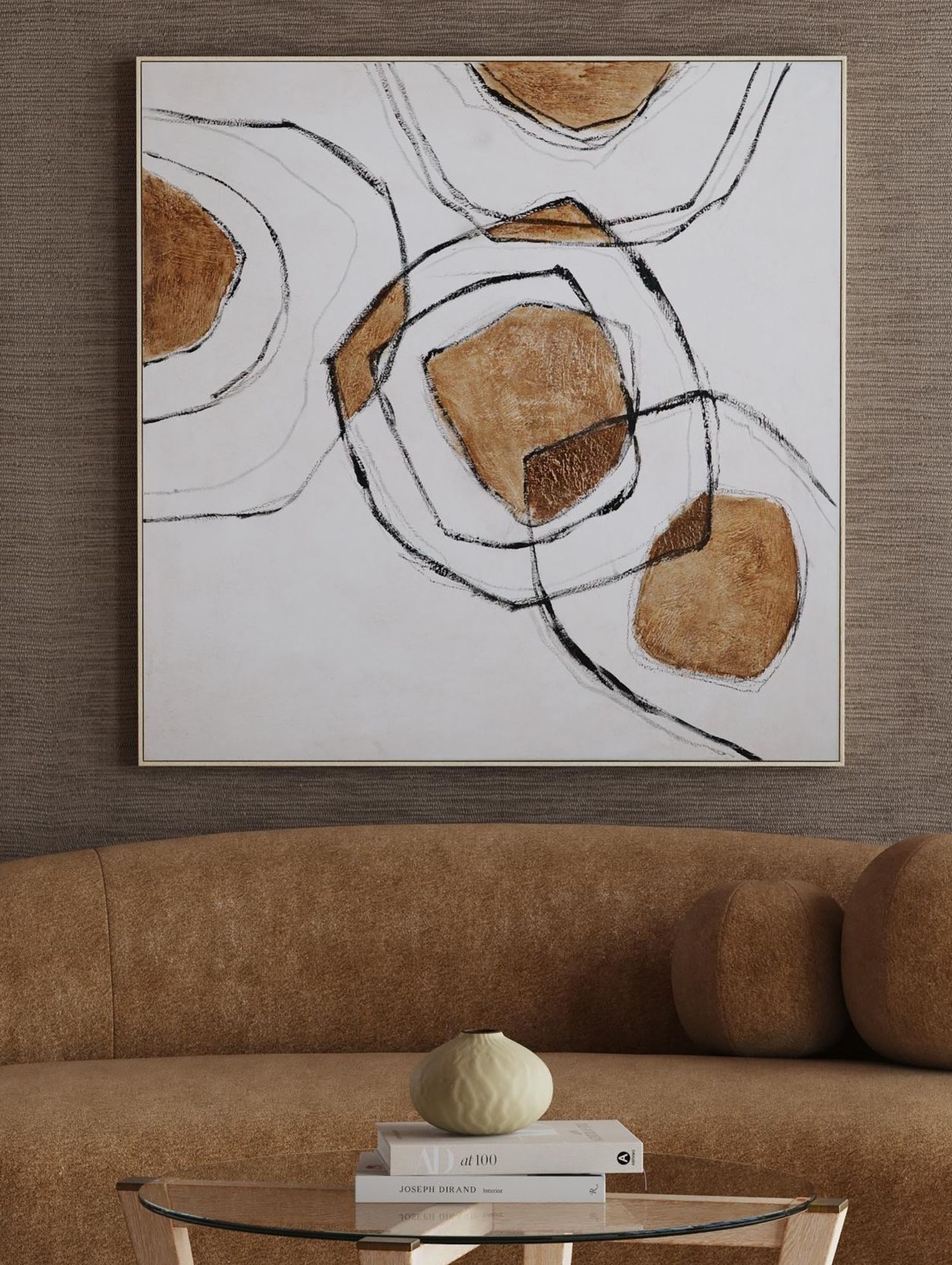 Rhetoric 49" x 49" Brown And Black Framed Canvas