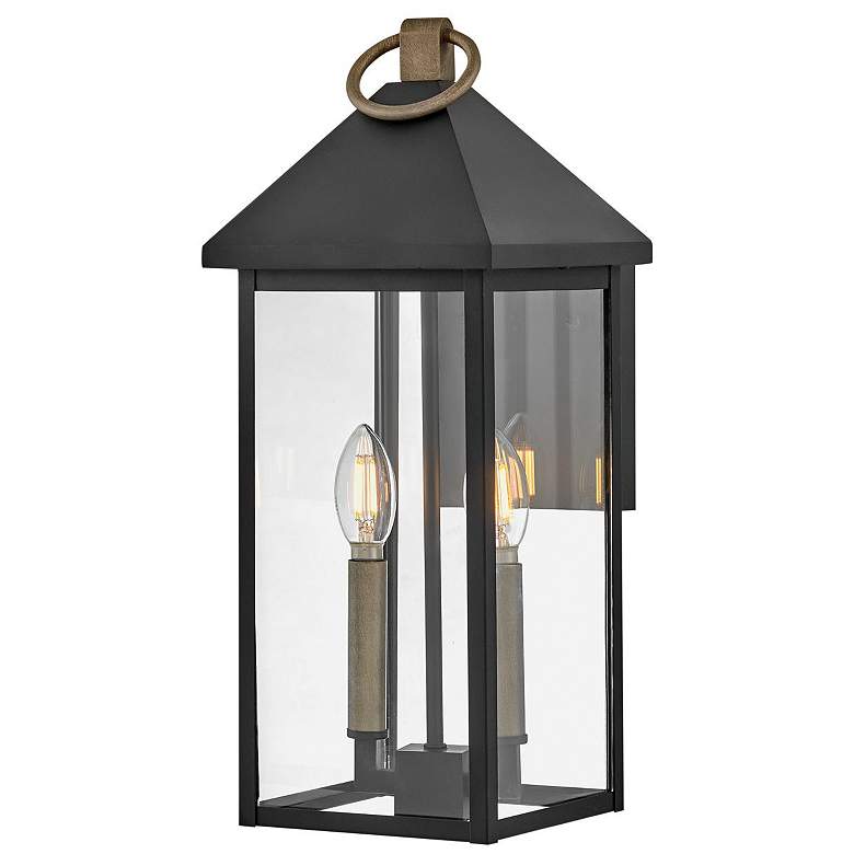 Image 1 Rhett 17 3/4"H Black with Bronze 2-Light Outdoor Wall Light