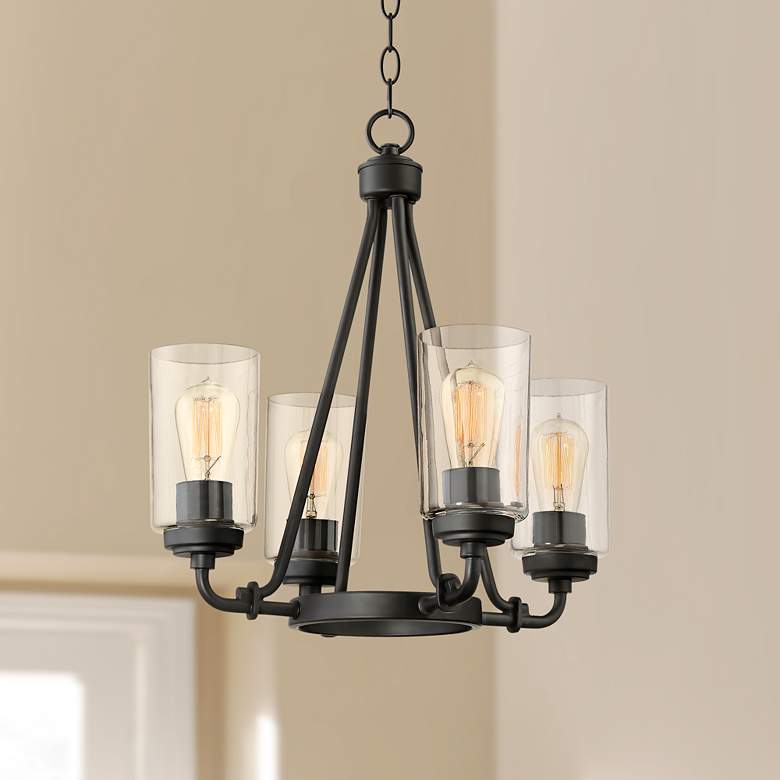 Image 1 Rhett 18 inch Wide Black 4-Light Chandelier