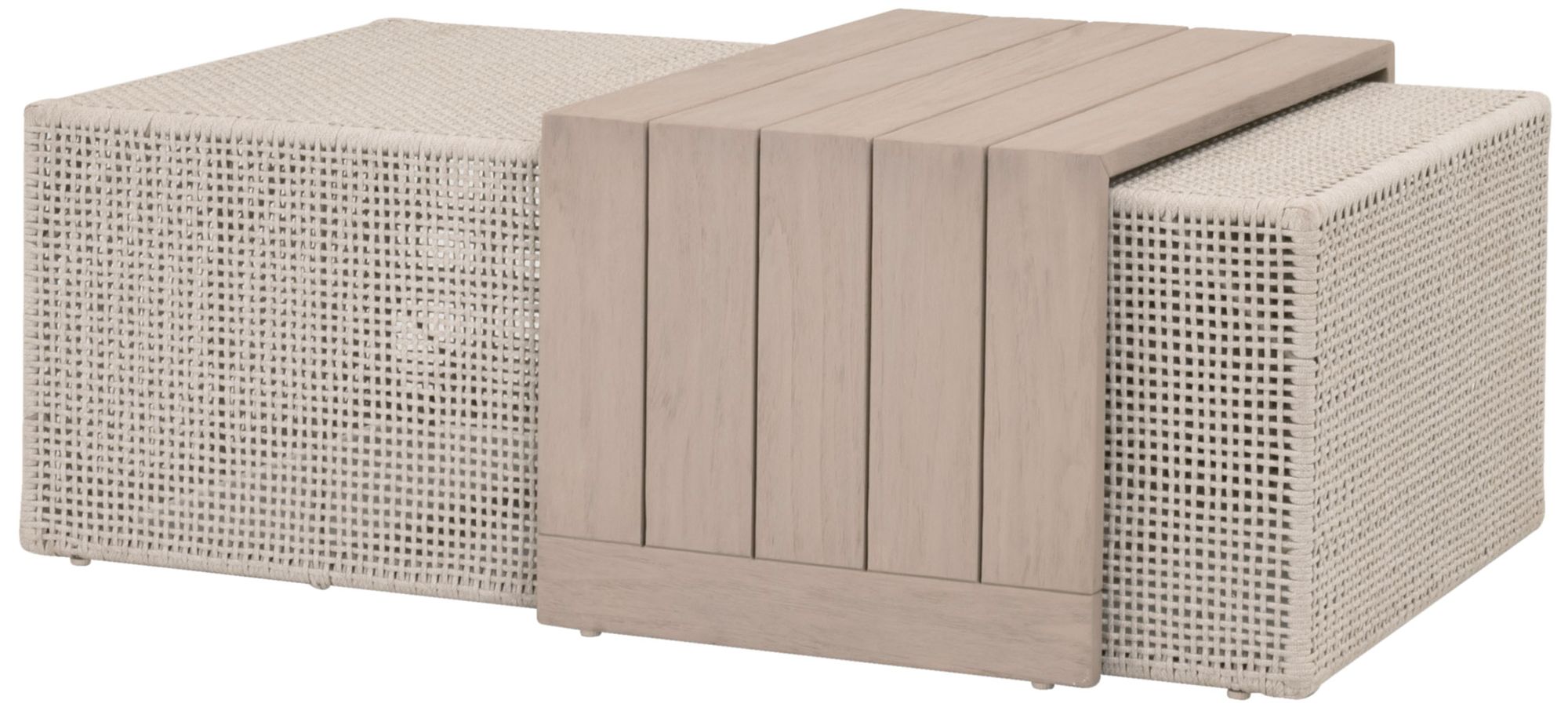 Image 3 Rhode Outdoor Coffee Table, Oat Flat Rope, Washed Ever Teak more views