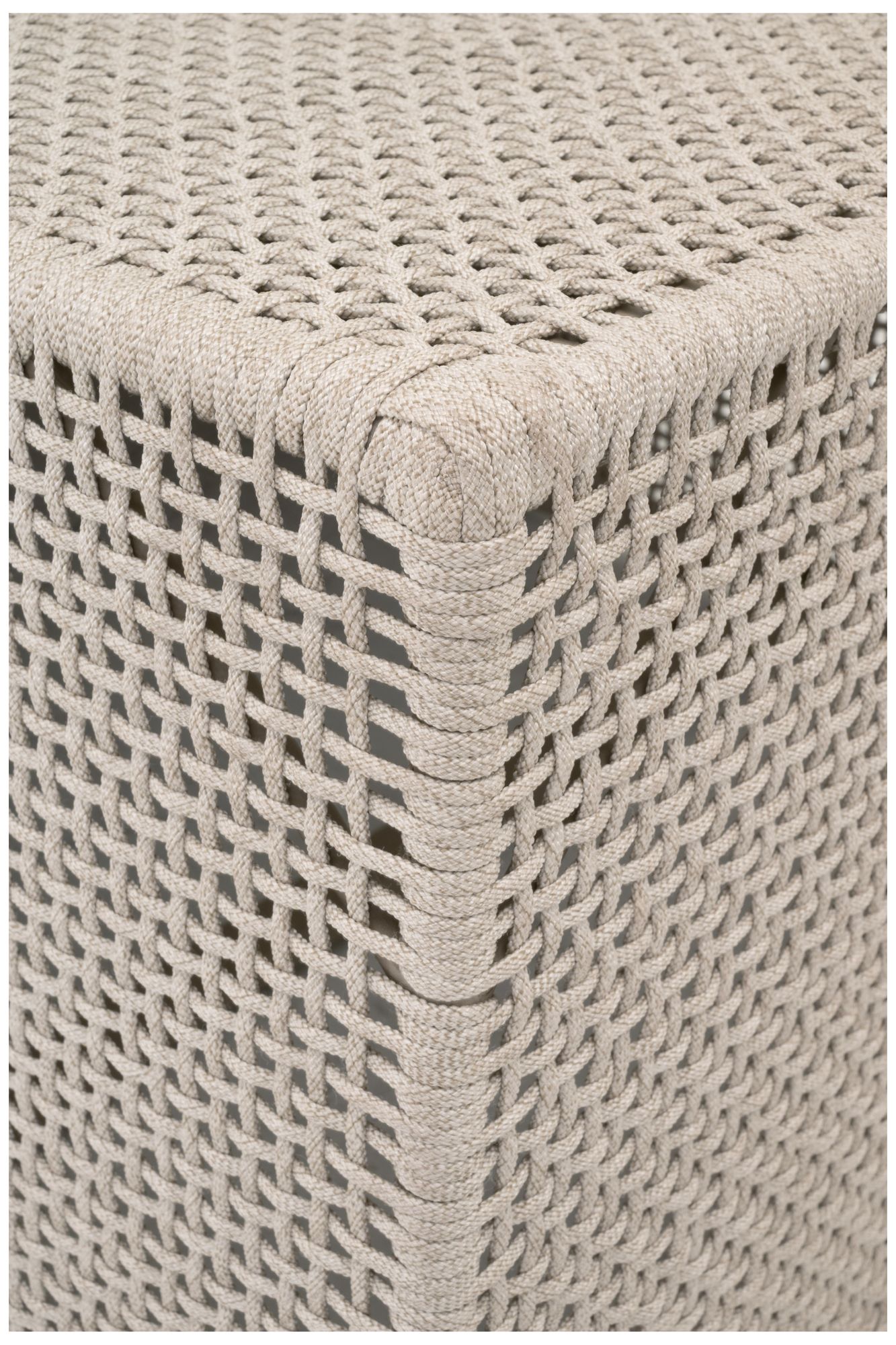 Rhode Outdoor Coffee Table, Oat Flat Rope, Washed Ever Teak