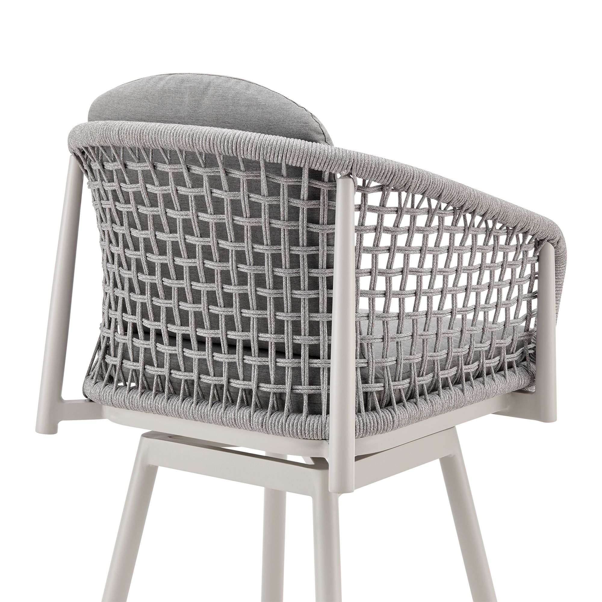 Image 6 Rhodes 26 in. Outdoor Barstool in Aluminum, Light Gray Rope and Cushions more views