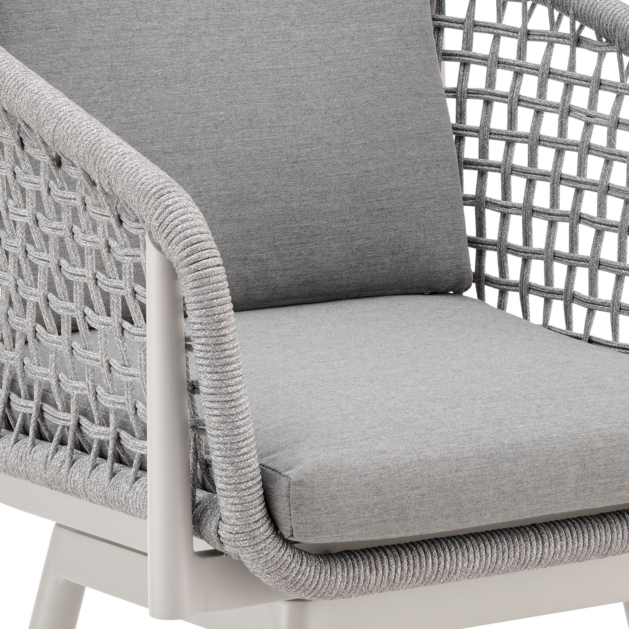 Image 7 Rhodes 26 in. Outdoor Barstool in Aluminum, Light Gray Rope and Cushions more views