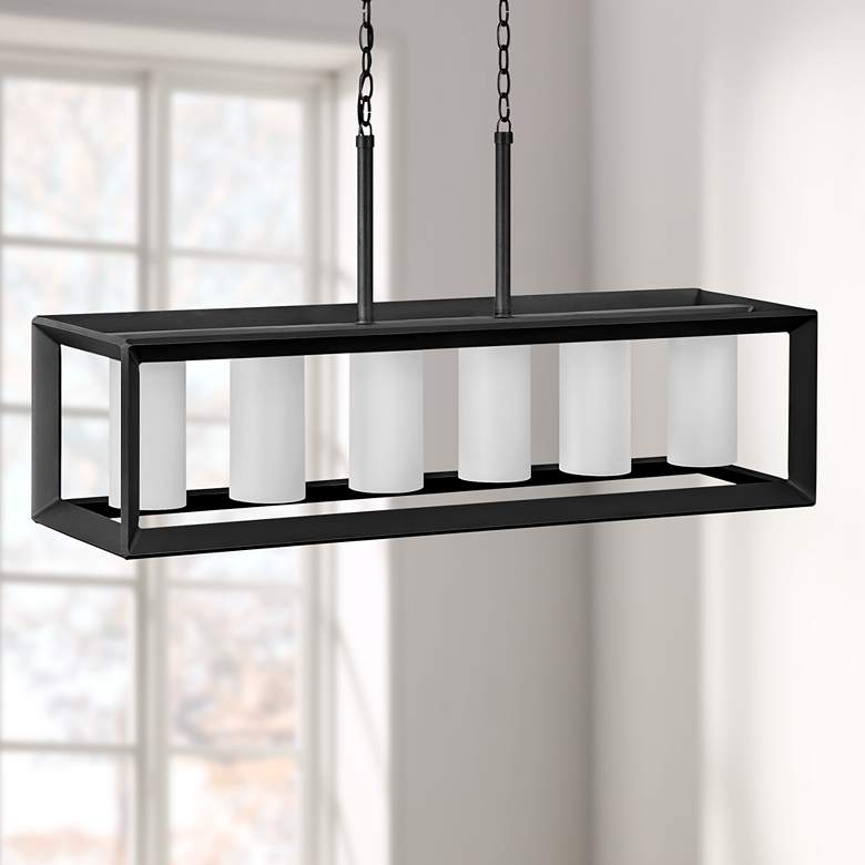 Image 1 Rhodes 42 1/4" Wide Graphite 6-Light Outdoor Island Pendant
