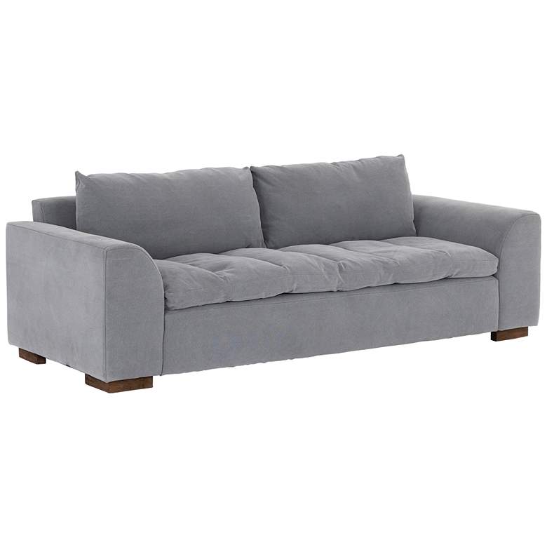 Image 1 Rhodes 89 3/4 inch Wide Modern Pebble Stone Gray Parawood Sofa