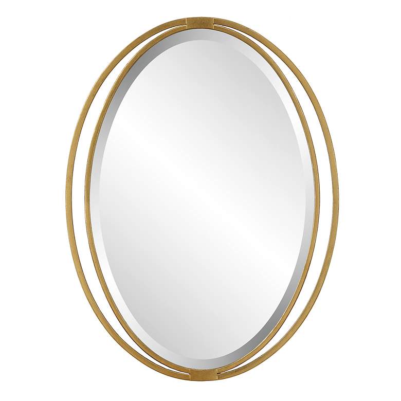 Image 2 Rhodes Metallic Gold Leaf 24 1/4" x 32" Oval Wall Mirror