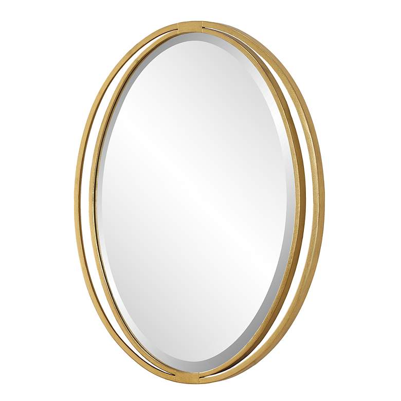 Image 4 Rhodes Metallic Gold Leaf 24 1/4" x 32" Oval Wall Mirror more views