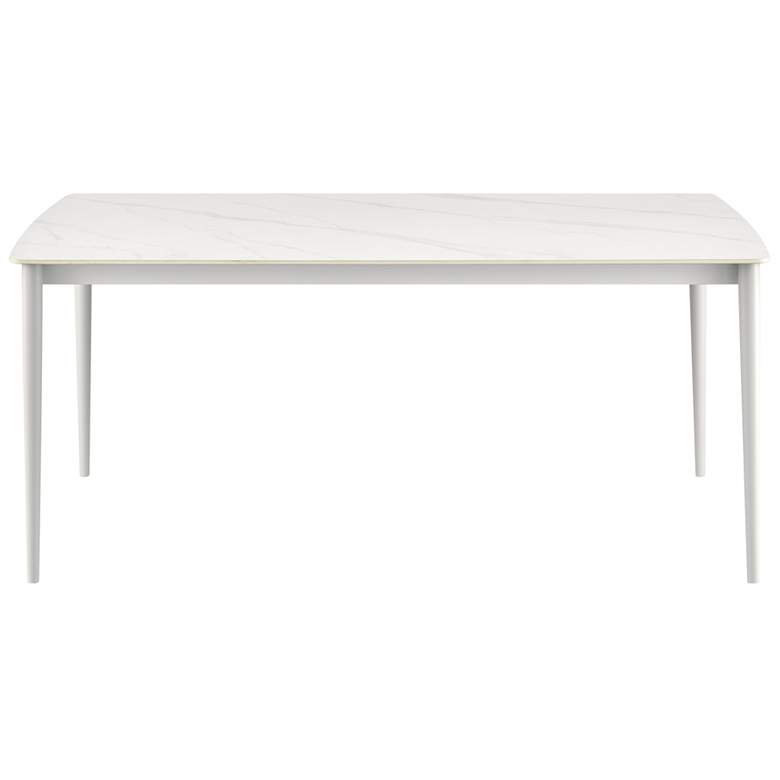Image 1 Rhodes Outdoor Dining Table in Snowy Sintered Stone and Porcelain Finish