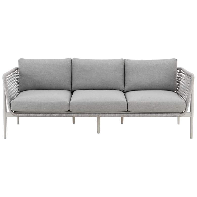 Image 1 Rhodes Outdoor Patio Sofa in Aluminum with Light Gray Rope and Cushions