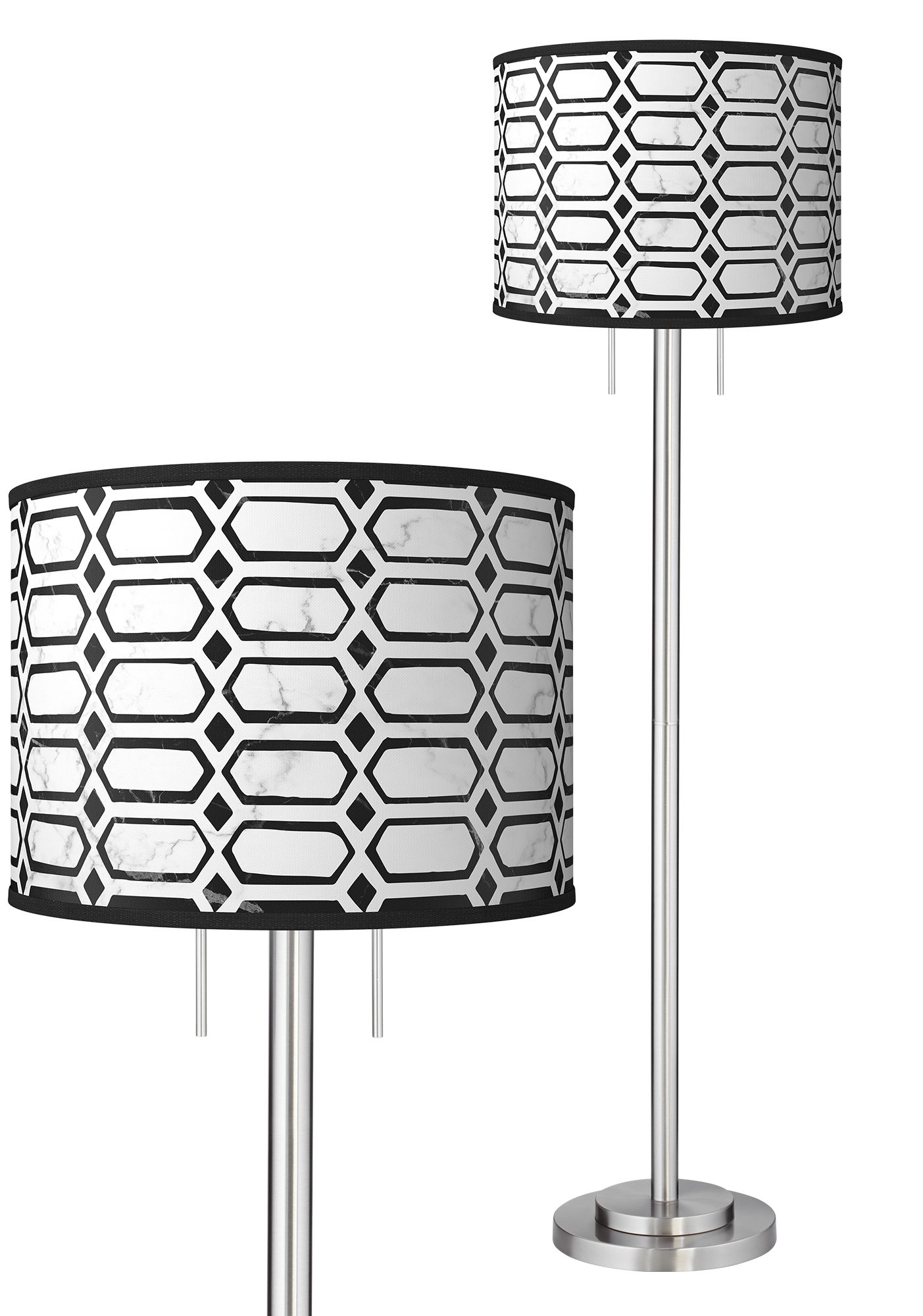 Image Rhombi Giclee Brushed Nickel Garth Floor Lamp