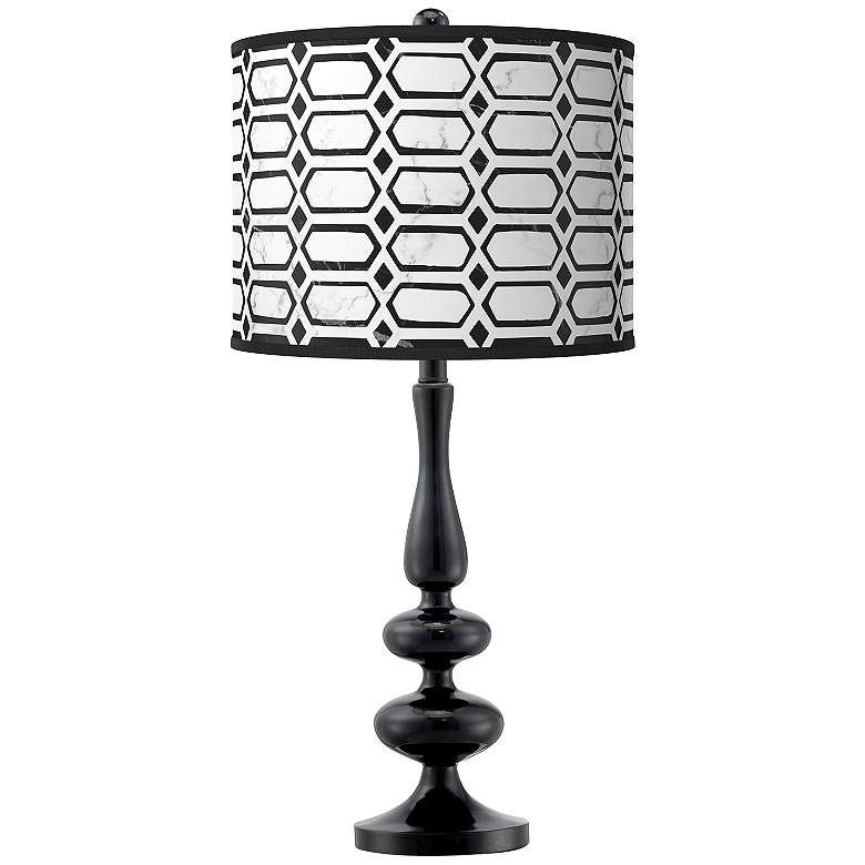 Image 1 Rhombi Giclee Paley Black Table Lamp