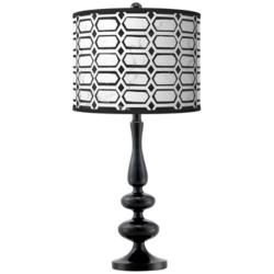 Rhombi Giclee Paley Black Table Lamp
