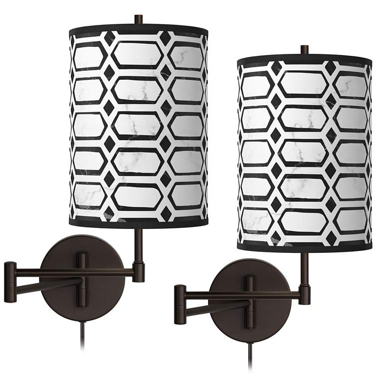 Image 1 Rhombi Tessa Bronze Swing Arm Wall Lamps Set of 2