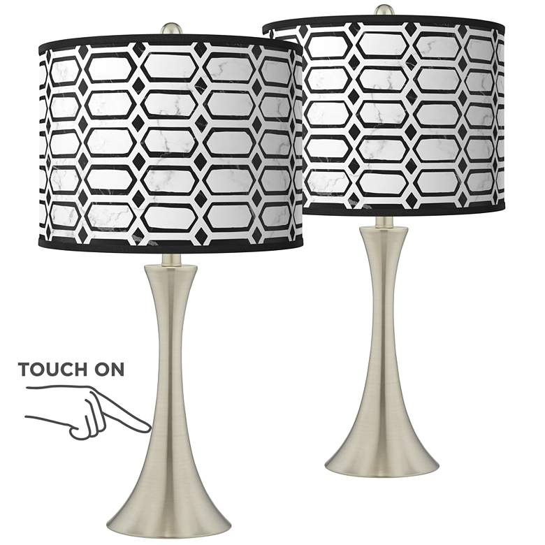 Image 1 Rhombi Trish Brushed Nickel Touch Table Lamps Set of 2