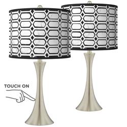 Rhombi Trish Brushed Nickel Touch Table Lamps Set of 2