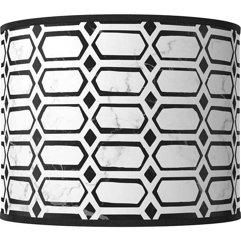 Image 1 Rhombi White Giclee Round Drum Lamp Shade 14x14x11 (Spider)