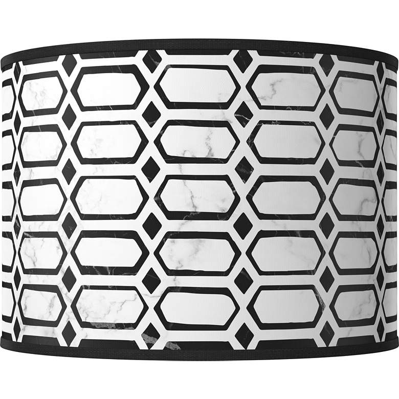 Image 1 Rhombi White Giclee Round Drum Lamp Shade 15.5x15.5x11 (Spider)