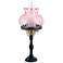 Rhombus Optic Pink Shade Brass Hurricane Accent Table Lamp