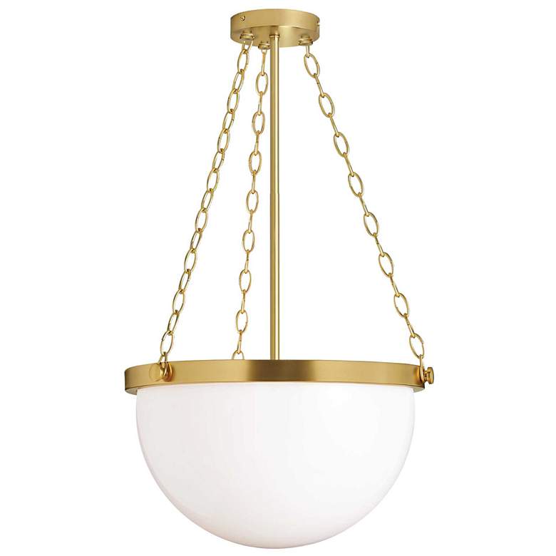 Image 1 Rhonda 15.5 inch Wide Aged Brass Pendant With White Glass Shade