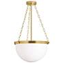 Rhonda 15.5" Wide Aged Brass Pendant With White Glass Shade