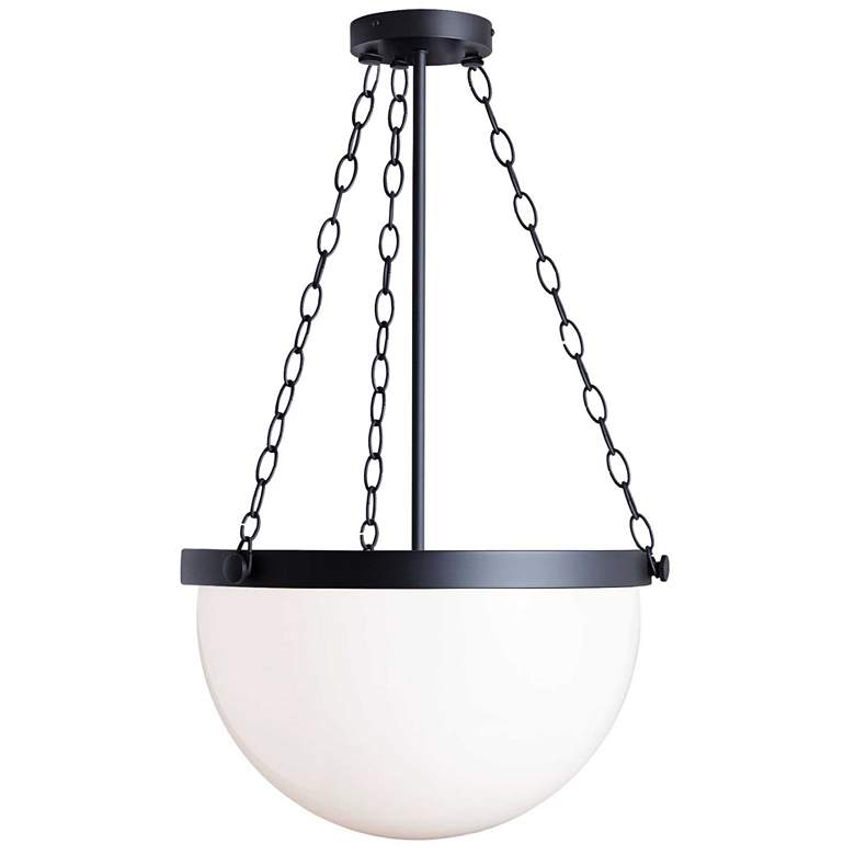 Image 1 Rhonda 15.5 inch Wide Matte Black Pendant With White Glass Shade