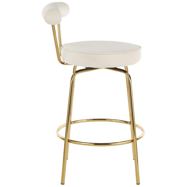 Image 2 Rhonda Glam Counter Stool Gold Metal Cream Velvet by LumiSource Pair more views
