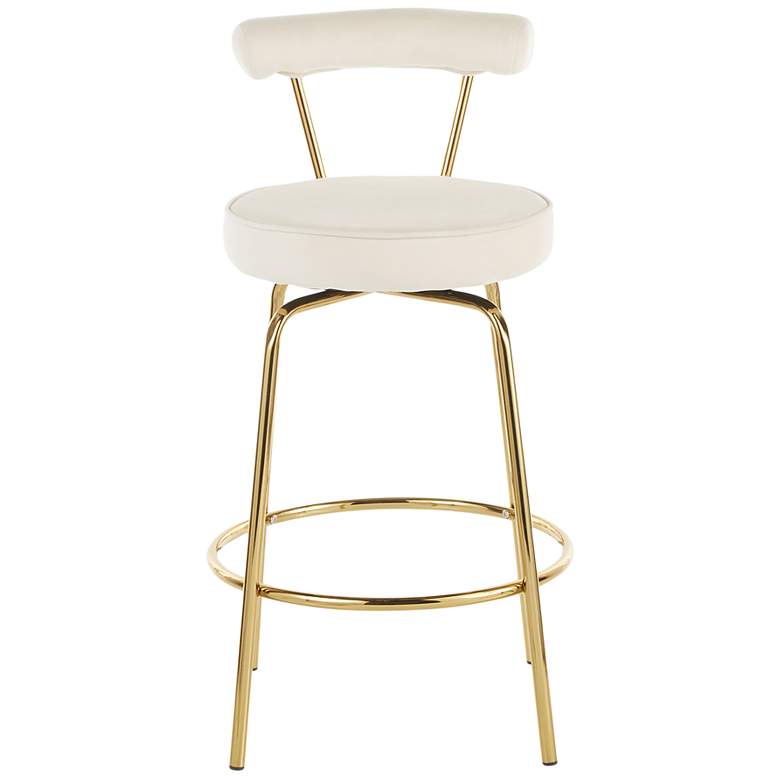 Image 5 Rhonda Glam Counter Stool Gold Metal Cream Velvet by LumiSource Pair more views
