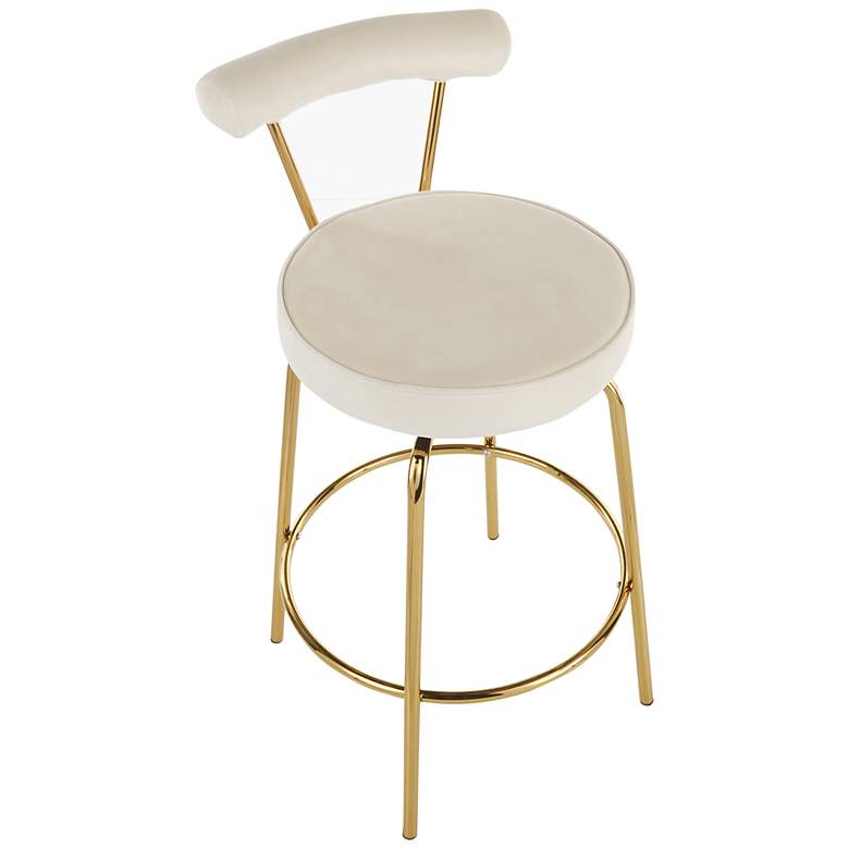 Image 6 Rhonda Glam Counter Stool Gold Metal Cream Velvet by LumiSource Pair more views