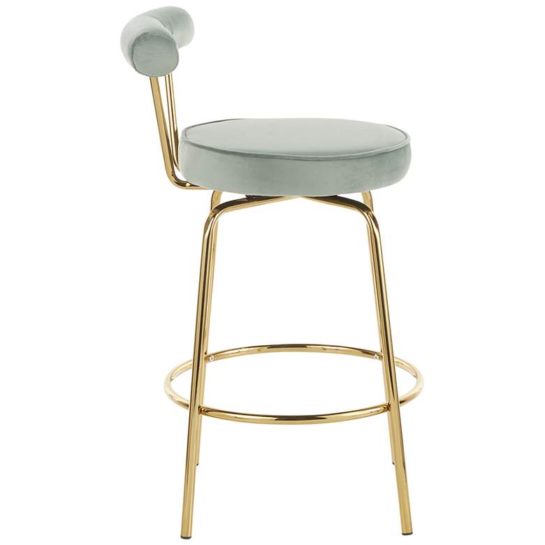 Image 2 Rhonda Glam Counter Stool Gold Metal Sage Green Velvet by LumiSource Pair more views