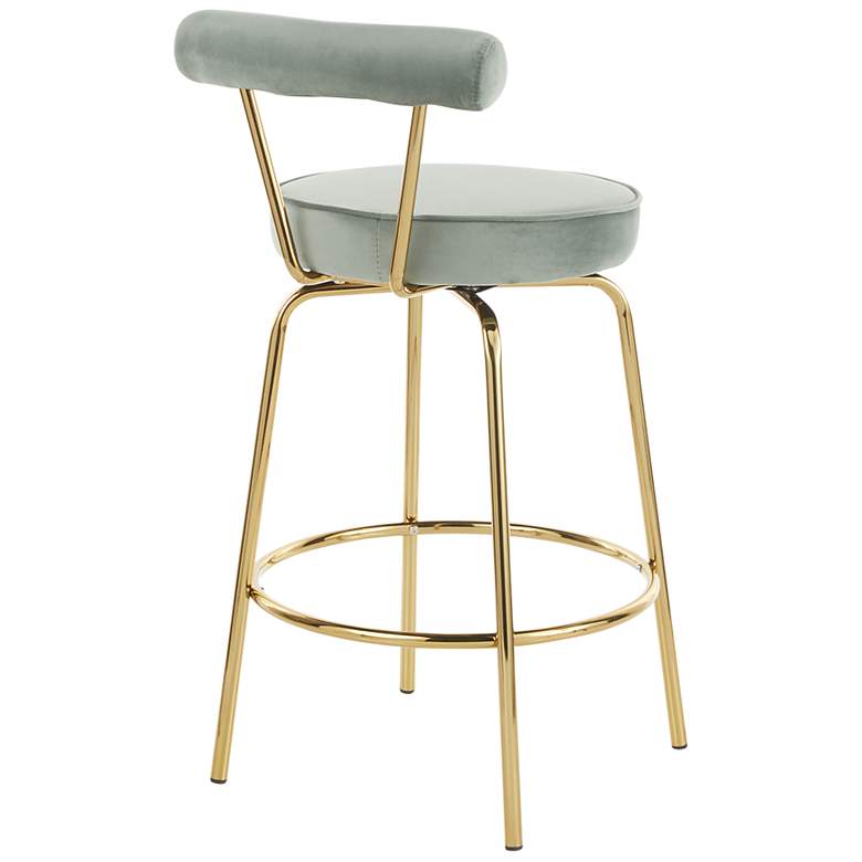 Image 3 Rhonda Glam Counter Stool Gold Metal Sage Green Velvet by LumiSource Pair more views