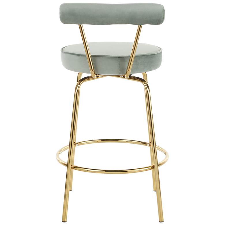 Image 4 Rhonda Glam Counter Stool Gold Metal Sage Green Velvet by LumiSource Pair more views