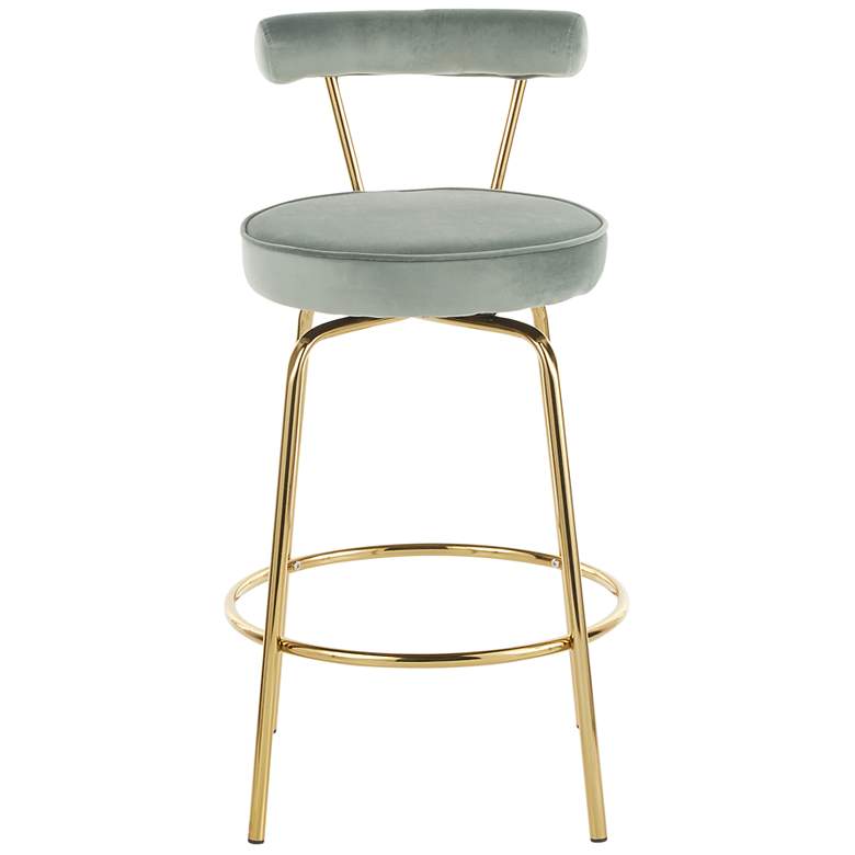 Image 5 Rhonda Glam Counter Stool Gold Metal Sage Green Velvet by LumiSource Pair more views