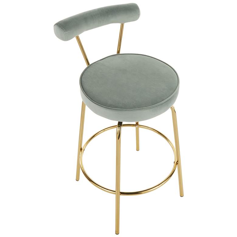 Image 6 Rhonda Glam Counter Stool Gold Metal Sage Green Velvet by LumiSource Pair more views