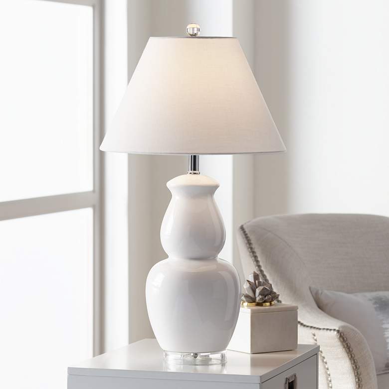 Image 1 Rhonda White Double Gourd Ceramic Table Lamp