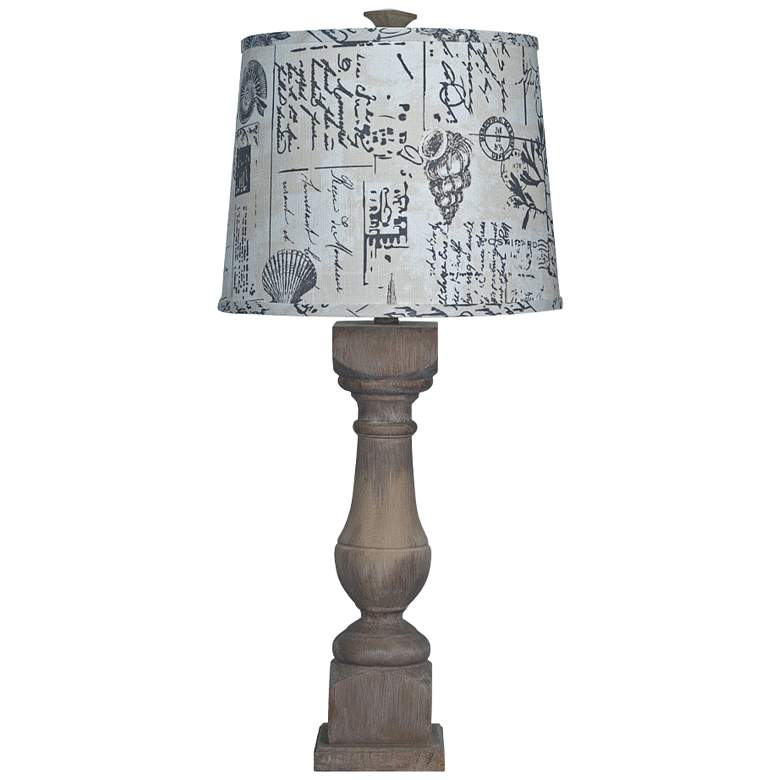 Image 1 Rhone Washed Wood Finish Table Lamp with Postcard Coastal Seaside Shade