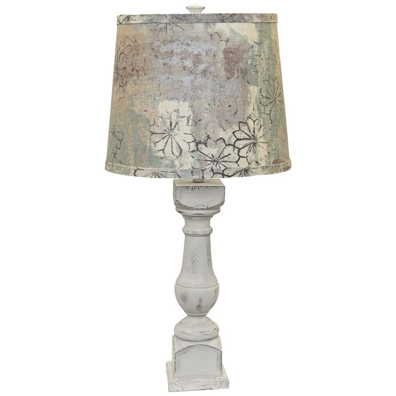 Image 1 Rhone White Table Lamp with Tahara Mineral Linen Shade