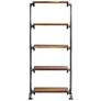 3_Rhordyn 33" Wide Aged Gunmetal Walnut Wood 5-Shelf Etagere