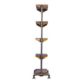 Image5 of Rhordyn 33" Wide Aged Gunmetal Walnut Wood 5-Shelf Etagere more views