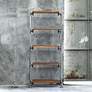 6_Rhordyn 33" Wide Aged Gunmetal Walnut Wood 5-Shelf Etagere more views