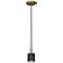 Rhoswen 3.5"W Matte Black And Aged Brass Pendant With Frosted Diffuser