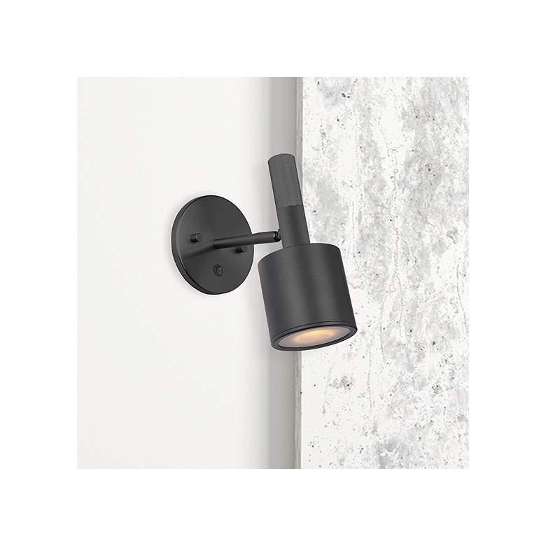 Image 1 Rhoswen 8.5" High Matte Black Wall Sconce With Frosted Diffuser