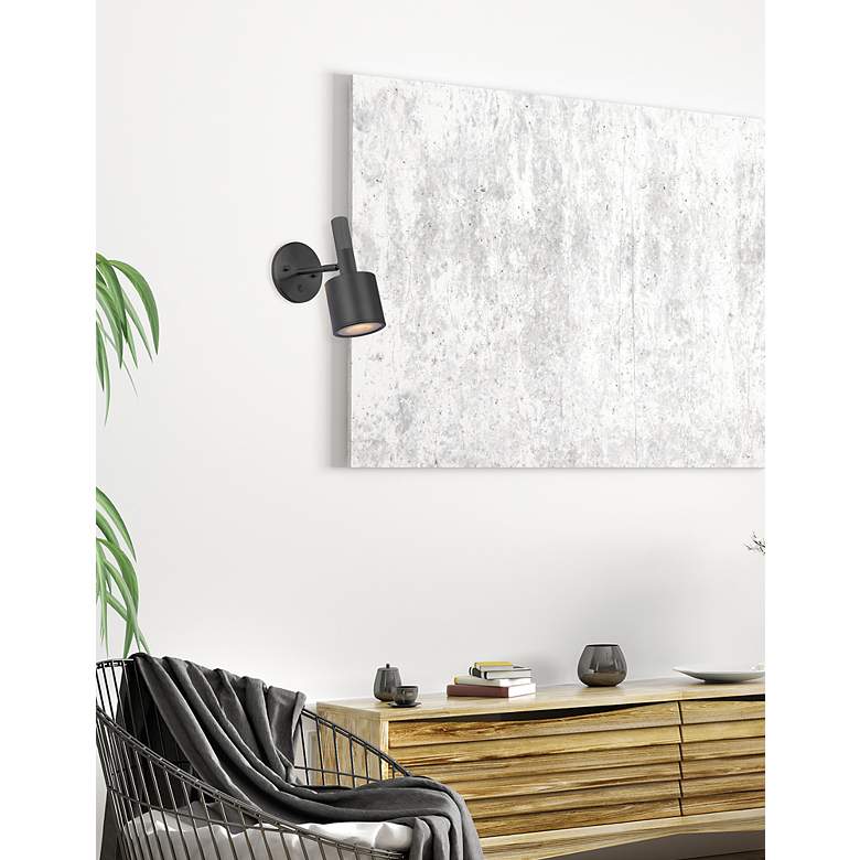 Image 3 Rhoswen 8.5" High Matte Black Wall Sconce With Frosted Diffuser more views
