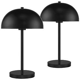 Image2 of Rhys Black Metal Mushroom Dome Modern Table Lamps Set of 2