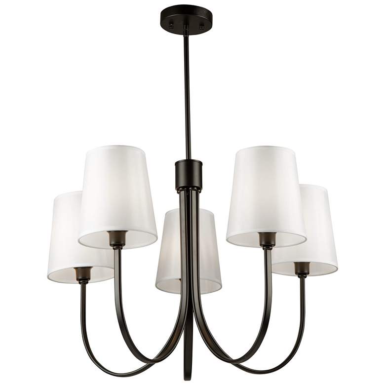 Image 1 Rhythm 27.6" Wide 5-Light Black Chandelier With White Linen Shade