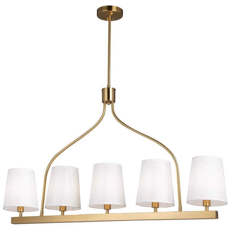Image 1 Rhythm 40.2" Wide 5-Light Brushed Gold Island Light With White Linen S