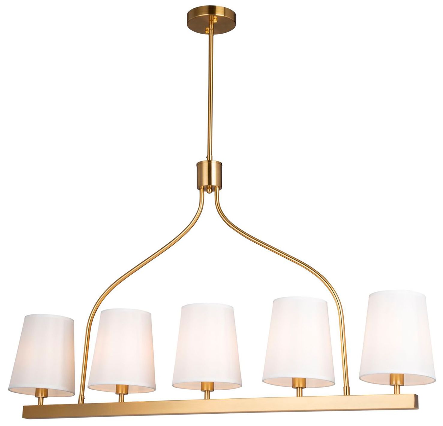 Image 3 Rhythm 40.2" Wide 5-Light Brushed Gold Island Light With White Linen S more views
